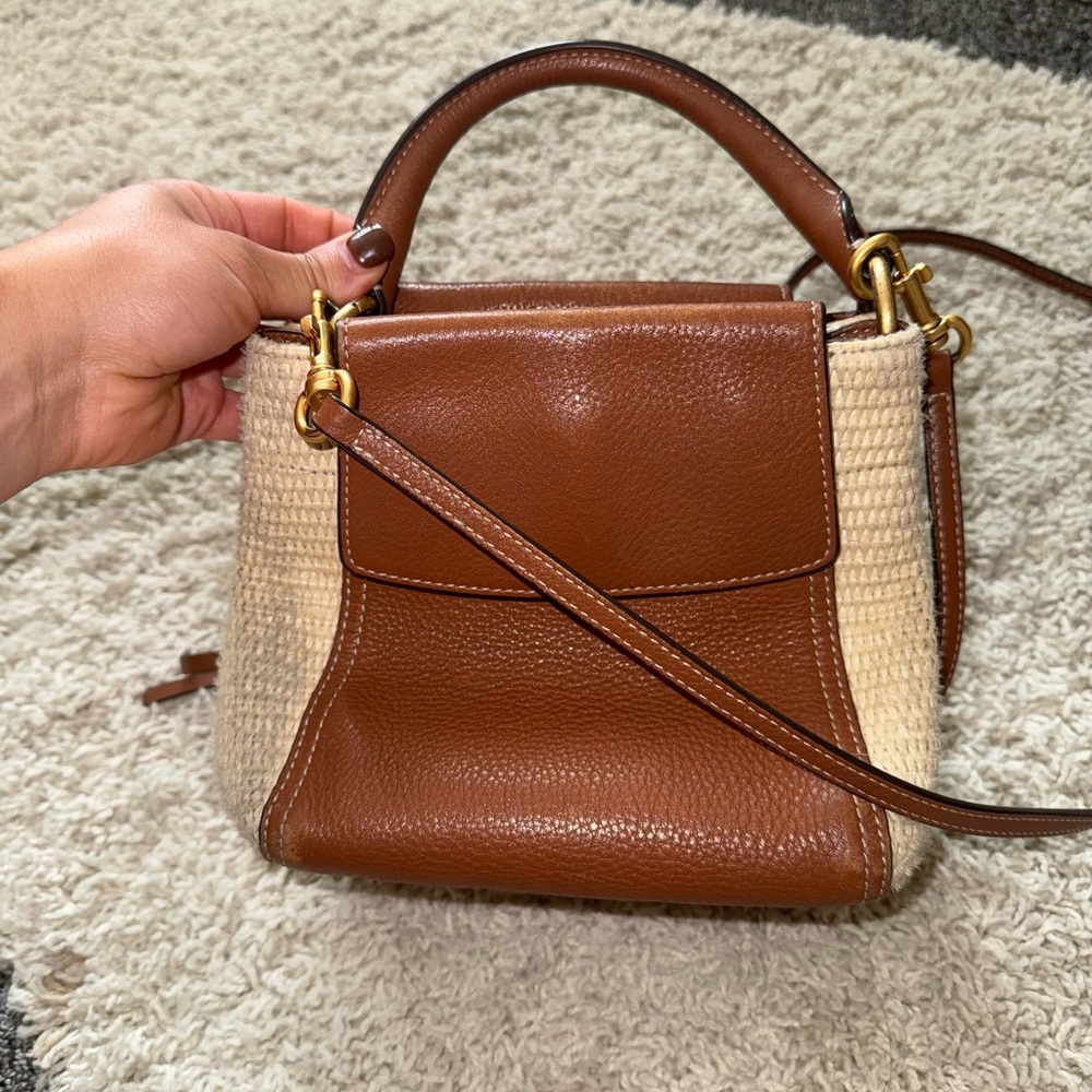 Tory Burch Half Moon straw crossbody bag purse Mini - Picture 4 of 16